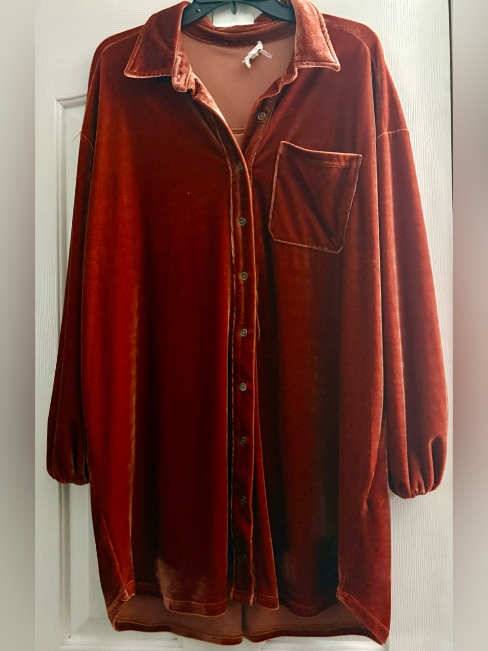 entro Rust Velvet Button-Up Dress/Jacket